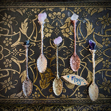 Load image into Gallery viewer, Witches Crystal Spoon - Manifest your intentions with the help of these breathtaking Vintage Carved Flower Crystal Tea Spoons.