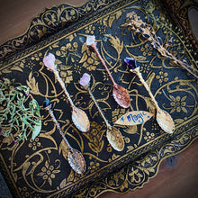 Load image into Gallery viewer, Witches Crystal Spoon - Manifest your intentions with the help of these breathtaking Vintage Carved Flower Crystal Tea Spoons.