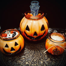 Load image into Gallery viewer, Samhain Pumpkin Candle - Jack & His Bats Pumpkin Patch Candle