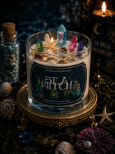 Load image into Gallery viewer, Sea Witch Candle - Sea Witchery, Ocean Magick, Sea Magick, Authentic Larimar Stones
