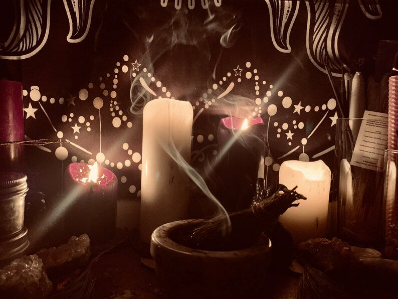 Smoke Reading With Santa Muerte