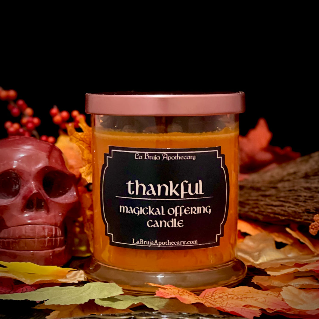 Thankful Ritual Candle - Altar Offering Candle, Gratitude Ritual Candle, Autumn Equinox Candle, Mabon Gratitude Candle